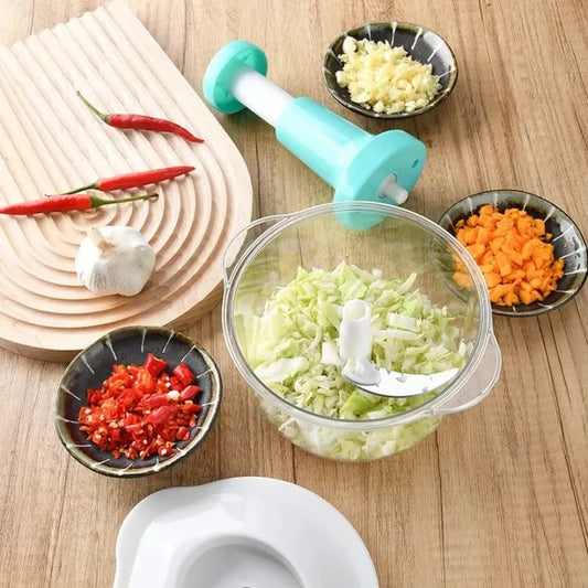 Hand Pat Food Processor Eater / Chopper Cutter / Handheld Vegetable Chopper/Mincer/Mixer/Blender to Chop Fruits Onions/Fresh Meat/Ginger/Herbs/Garlics
