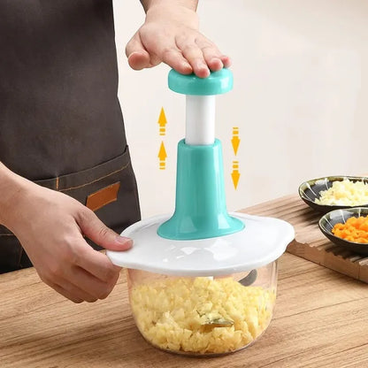 Hand Pat Food Processor Eater / Chopper Cutter / Handheld Vegetable Chopper/Mincer/Mixer/Blender to Chop Fruits Onions/Fresh Meat/Ginger/Herbs/Garlics